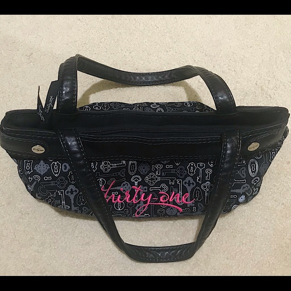 🆕🔥THIRTY ONE SUPER CUTE PURSE/BLACK&WHITE&SILVER W/LOGO IN PINK ON THE FRONT! - Picture 7 of 17
